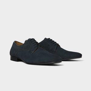 ZARA MAN NAVY BLUE LEATHER DERBY SHOES 42 (9)